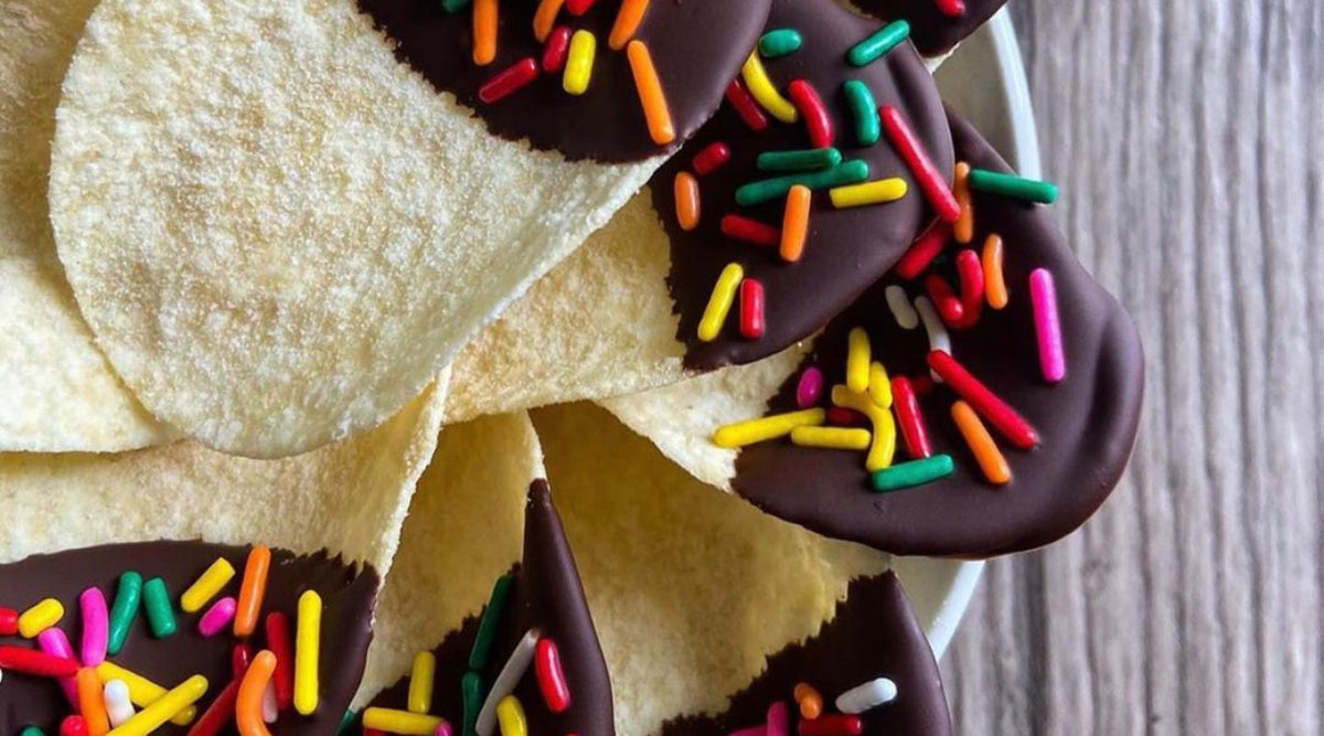 Good Crisp chips dipped in chocolate and sprinkles