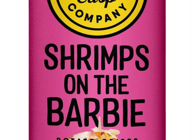 Pink "Shrimps on the Barbie" Good Crisp canister 