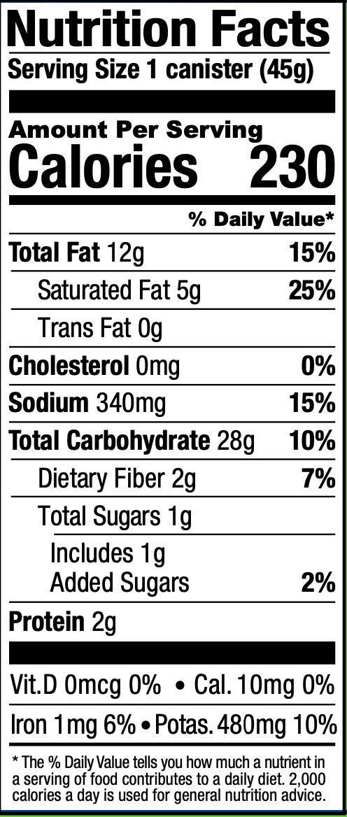 Nutrition Facts — See previous for text alternative