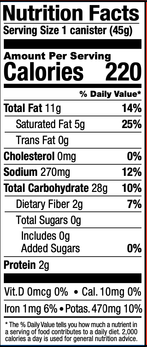 Nutrition Facts — See previous for text alternative